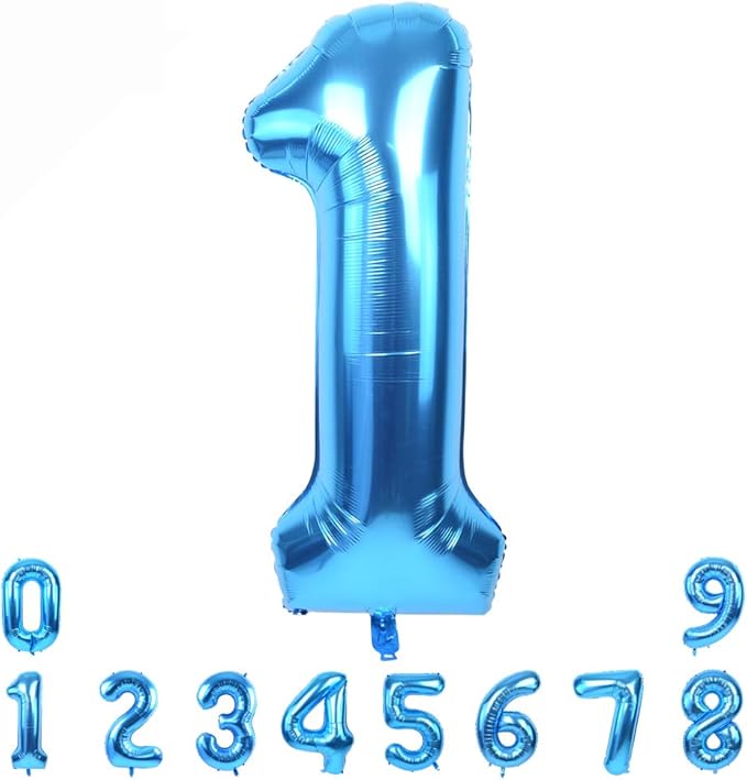 TONIFUL 40 Inch Blue Large Numbers Balloon 0-9 Foil Mylar Big Number 1 Balloon Digital 1 for 2026 Graduation New Year Eve Birthday Party,Wedding, Bridal Shower Engagement Photo Shoot, Anniversary