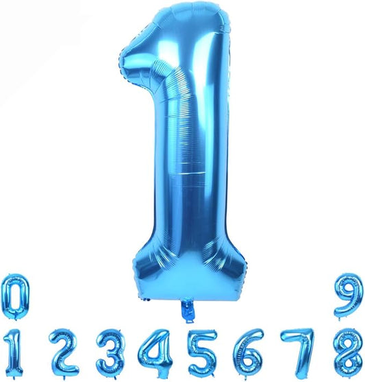 TONIFUL 40 Inch Blue Large Numbers Balloon 0-9 Foil Mylar Big Number 1 Balloon Digital 1 for 2026 Graduation New Year Eve Birthday Party,Wedding, Bridal Shower Engagement Photo Shoot, Anniversary