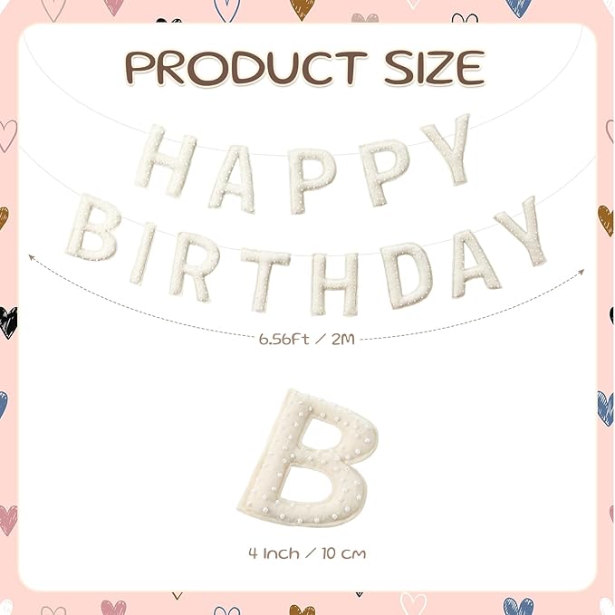 Suncalla Pre-strung Happy Birthday Banner Sign Reusable Felt Happy Birthday Garland Hanging Decorations Party Bunting Garland for Party Decor Photo Pro Home Backdrop (Bohemian)