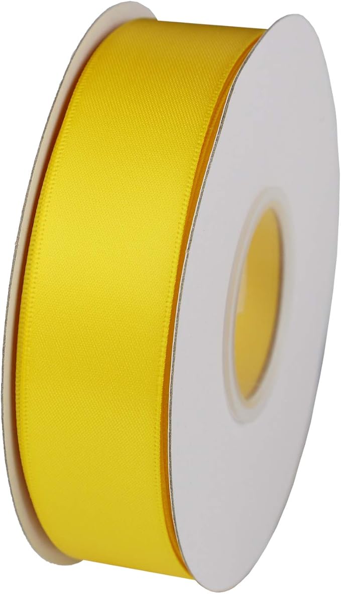 ITIsparkle 1" Inch Double Faced Satin Ribbon 50 Yards-Roll Set for Gift Wrapping Scrap Books Party Favor Hair Braids Baby Shower Decoration Floral Arrangement Craft Supplies, Maize Ribbon