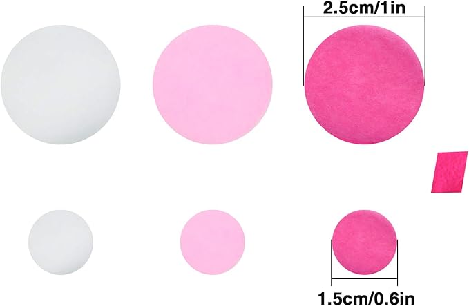 TecUnite Pink Rose Red Confetti Round Tissue Paper Table Confetti Dots for Wedding Birthday Party Decoration Arts Craft DIY Scrapbooking, 1.76 oz (1.5 cm Plus 2.5 cm)
