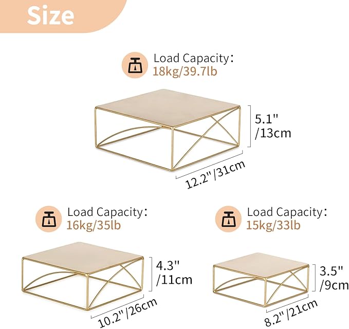 NUPTIO Cake Stand Dessert Display: Gold Cupcake Stands Set of 3 Metal Food Risers for Buffet Table Pedestal Serving Tray for Wedding Anniversary Reception Ceremony Modern Plant Stand 8 10 12 Inch