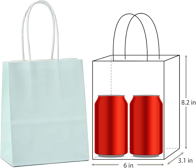 ADIDO EVA 25 Pcs Macaron Blue Gift Bags Small Paper Bags with Handles for Party Favor (8.2 x 6 x 3.1 in)