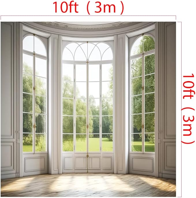 Kate 10x10ft Spring Panel Windows Scenery Backdrop for Photography Indoor White Panel Windows Background Photo Studio Props