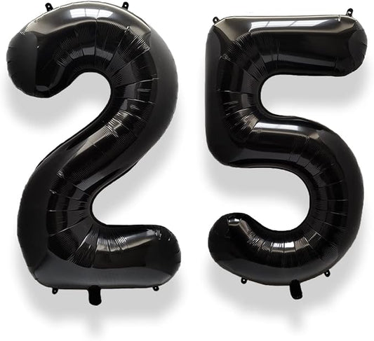 AULE 40 Inch Large 25 Balloon Numbers Black, Big Foil Number Balloons, Giant Helium Happy 25th Birthday Party Decorations for Man and Women, Huge Mylar Anniversary Party Supplies
