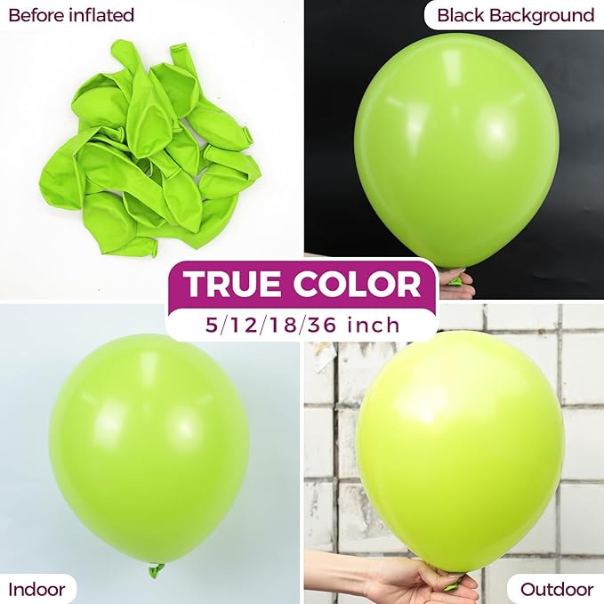 Bezente Lime Green Latex Party Balloons - 100 Pack 12 inch Round Helium Light Pastel Kelly Green Balloons for Graduation Wedding Engagement Spring Forest Theme Birthday Tea Party Decorations