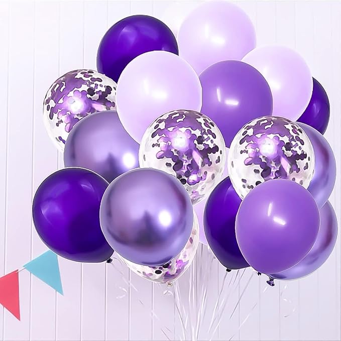 Purple Shades Balloons Garland Arch Kit-116Pcs 5"/10"/ 12" Dark Pastel Light Metallic Confetti Purple Balloons Arch Set for Wedding Birthday Baby Shower Graduation Party Decorations (Pack of 2)