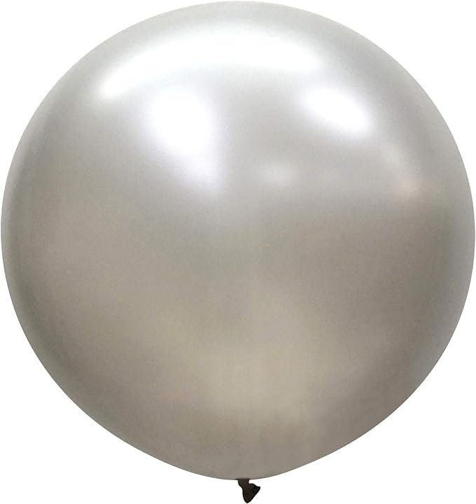 36 Inch Giant Latex Balloons, Pearl Silver Round Balloons for Birthdays Weddings Receptions Festival Party Decoration, Pack of 5 Pcs