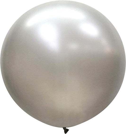 36 Inch Giant Latex Balloons, Pearl Silver Round Balloons for Birthdays Weddings Receptions Festival Party Decoration, Pack of 5 Pcs