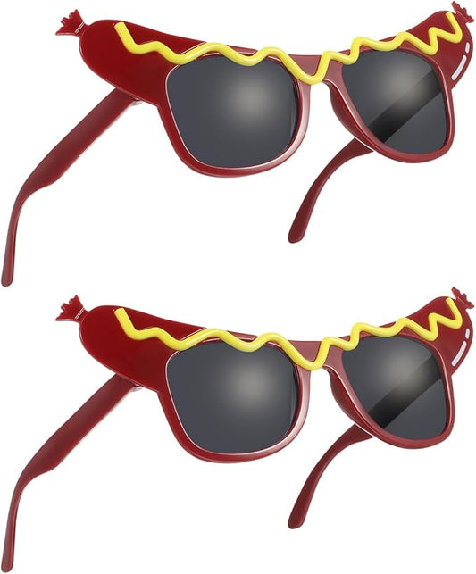 2Pcs Hot Dog Eyeglasses Funny Sunglasses Halloween Dance Party Makeup Glasses Summer Dress Up Decorative Eyewears