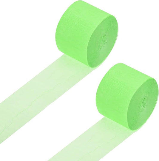 Crepe Paper Roll, Fluorescent Green Crepe Paper Streamers Sheets, [for Party Streamer Decorations, Birthday Party] - 1.8 Inch x 82 ft / 2 Roll