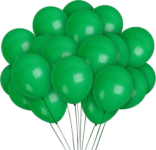Treasures Gifted Emerald Forest Green Balloons 72 Pack - 12 Inch Latex Dark Hunter Green Balloons - Globos Verdes - St. Patricks Day Decorations
