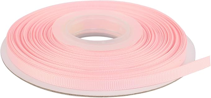 Ribbonitlux 1/4" Wide Solid Grosgrain Ribbon 25 Yards (117-Light Pink）, Set for Gift Wrapping, Party Decor, Sewing Applications, Wedding and Craft