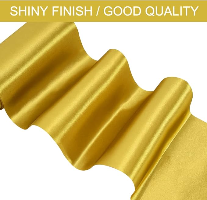 TONIFUL 6 inch x 22yd Wide Dark Gold Satin Ribbon Solid Fabric Ribbon for Cutting Sewing Ceremony Party Decoration Chair Sash Table Runner Car Bows Indoor Outdoor Yard Decor