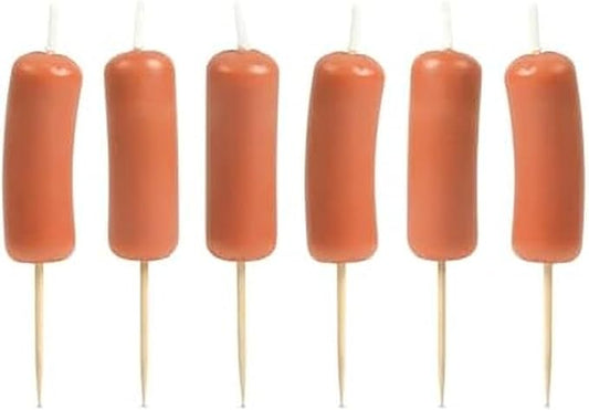 Genuine Fred SAUSAGE PARTY Candles Set of 6 Quirky Cocktail Wiener Hot Dog Party Birthday Candles 2" Tall Fun and Unique Party Decor