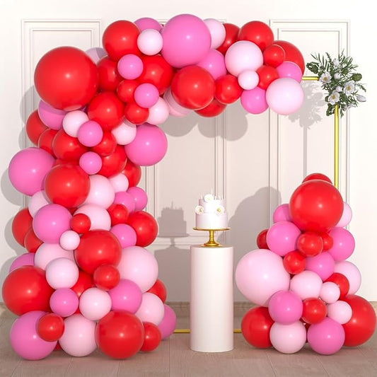 Red, Light Pink, Rose Red Balloon Arch Garland - Matte Red Pink Balloons Strawberry Party Decorations for Strawberry Birthday Wedding Mother's Day Party Decorations