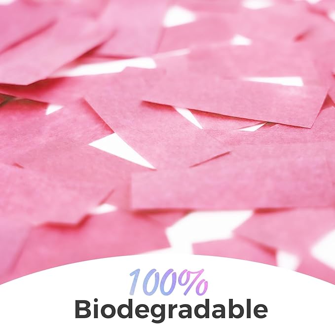 1.2LBS Confetti, Rose Pink Biodegradable Confetti - Rectangular Fluttering Tissue Paper Confetti for Gender Reveal and Launcher use – Parties, Concerts and Weddings for Events