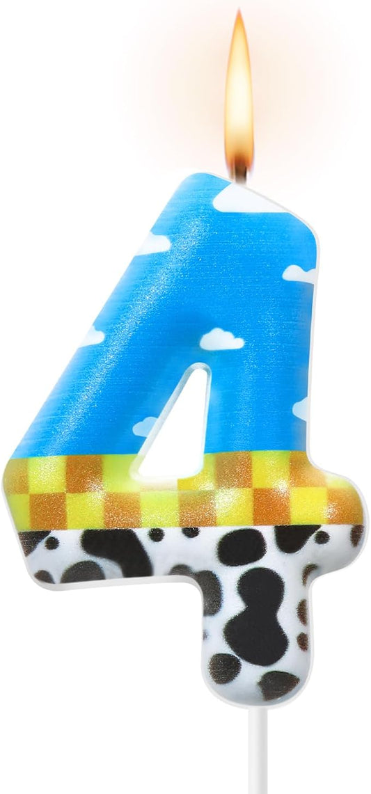 Threlaco Toy Inspire Game Birthday Number Candles Cartoon Cake Topper Cartoon Cake Decorations Birthday Decoration Supplies for Boy Girl Party Decor Supplies(Number 4)