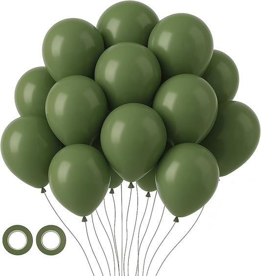 Voircoloria 105pcs Sage Green Balloons 12inch Olive Green Balloons for Birthday Graduation Baby Shower Wedding Anniversary New Year Party Decorations
