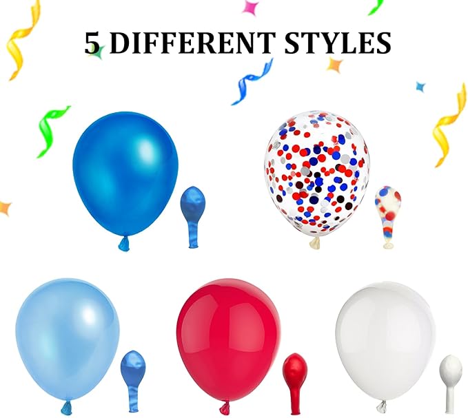 50 Party Balloons Red White Blue Balloons 12 Inches July 4th Birthday Latex Balloons for Independence Day Veterans Memorial Patriotic 4th of July Nautical Theme Party Supplies