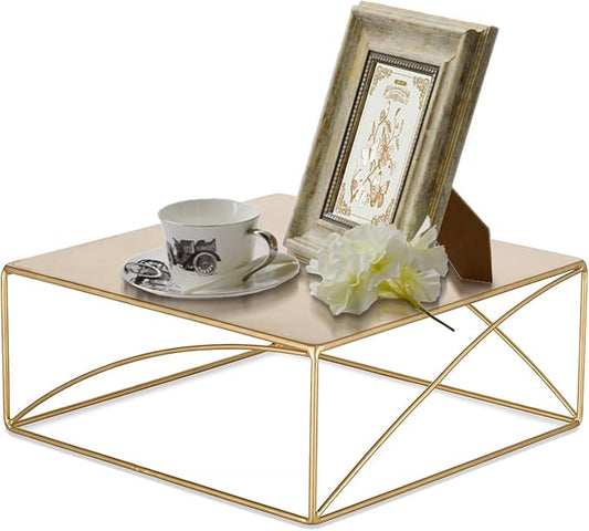 NUPTIO Cupcake Stand Dessert Display: 12 Inch Cake Holder Metal Food Pedestal Stands Gold Food Risers for Wedding Party Christmas Birthday Event Graduation Table Decor Square Buffet Fruit Plant Stand
