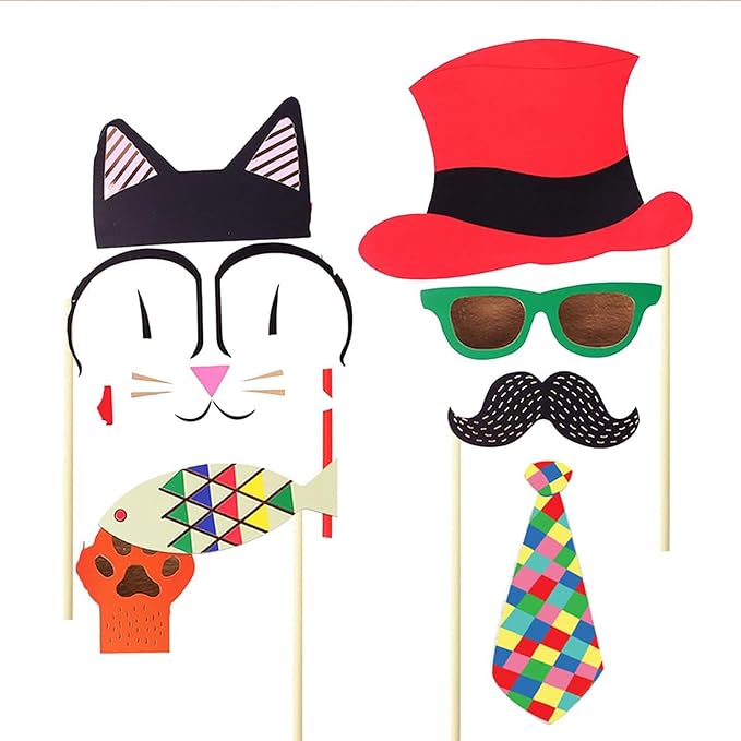 36 Pcs Photo Booth Props Carnival Circus Party Birthday Halloween Party Supply Prop Favor Graduation Kit Selfie Dressdecor