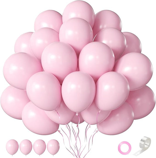 Pink Balloons 60 PCS Light Pink Balloons 12 Inch Pastel Baby Pale Pink Balloon for Girls Women Birthday Party Baby Shower Gender Reveal Wedding Decoration