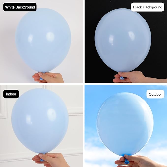 RUBFAC 135pcs Light Baby Blue Balloons Different Sizes 18 12 10 5 Inch for Garland Arch, Latex Pastel Blue Balloon for Baby Shower Gender Reveal Birthday Party Wedding Decorations