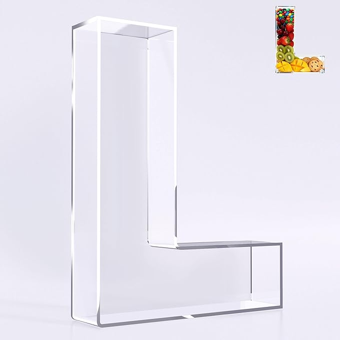 Ledido 10’’ Acrylic Letter Charcuterie Board Box, Reusable Fillable Serving Tray for Candy Cake Fruit Snack, Easy-Clean Acrylic Charcuterie Tray for Birthday Anniversary Party Decorations, Letter L