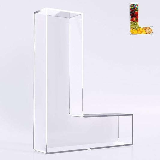 Ledido 10’’ Acrylic Letter Charcuterie Board Box, Reusable Fillable Serving Tray for Candy Cake Fruit Snack, Easy-Clean Acrylic Charcuterie Tray for Birthday Anniversary Party Decorations, Letter L