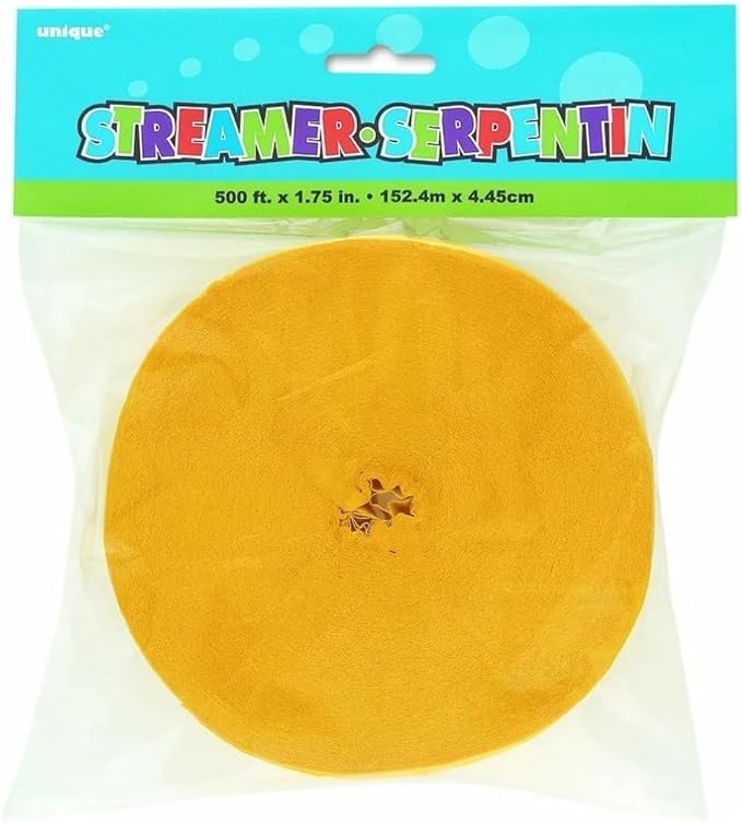 Yellow Crepe Crepe Paper Roll Streamer - 81 ft (Pack Of 1) - Perfect For Parties, Decorations & Events