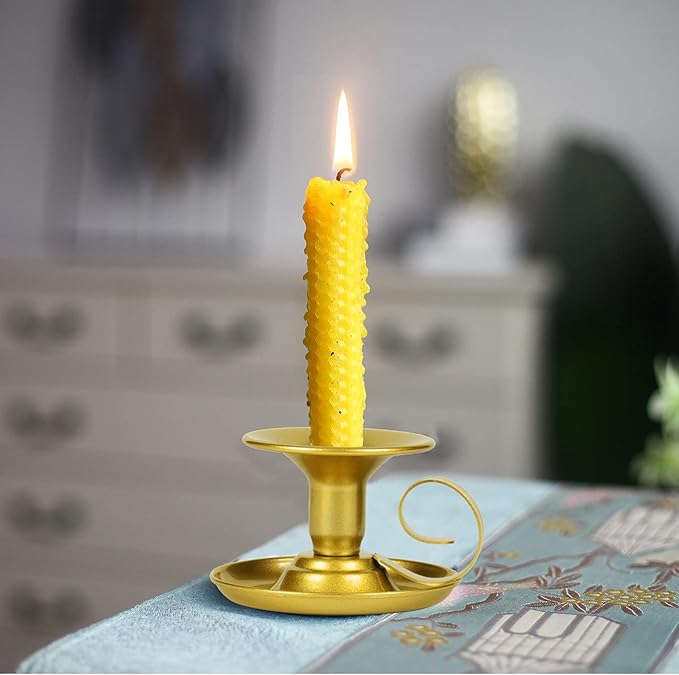 Gold Candlestick Holders – 8 Pack Retro Iron Taper Candle Holders for Wedding Centerpieces, Party, Christmas, Home Table Decor, Birthday Gift