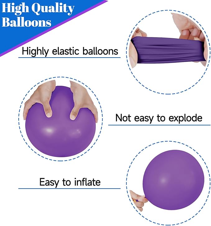 68Pcs Purple and Blue Party Balloons Kit 12 Inch Pearl Light Blue Metallic Purple Silver Snowflake Balloons with Ribbons for Winter Theme Birthday Wedding Girls Party Decorations.