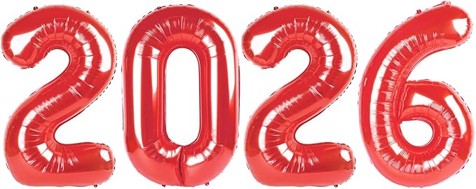 New Years Eve Decorations Number Balloons, 40 Inch Balloon, 2026 Decorations New Years, Red Balloons for New Year Eve Party Supplies 2026, Graduation Decoration, 2 6 20 26 Birthday Parties