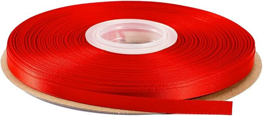 ITIsparkle 1/4" Inch Double Faced Satin Ribbon 50 Yards-Roll Set for Gift Wrapping Scrap Books Party Favor Hair Braids Baby Shower Decoration Floral Arrangement Craft Supplies, Red Ribbon