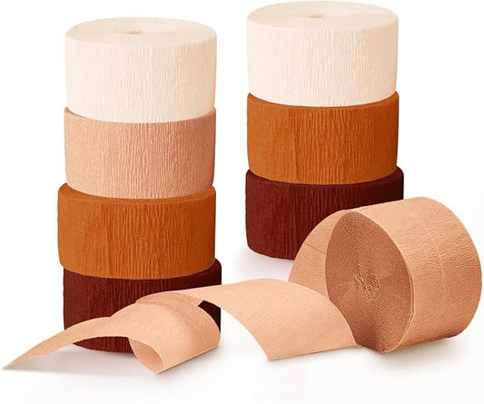 NICROHOME EUR Wedding Decorations, 8 Rolls Rust Orange Brown Crepe Paper Streamers for Rustic Fall Wedding, Bridal Shower, Retro Party, Spring, Summer Decor, Birthday, 82 Ft Long