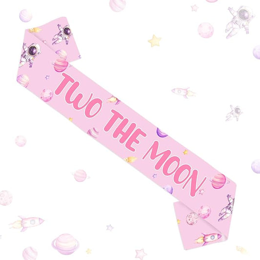 Outer Space Birthday Party Favors Two the Moon Birthday Sash Happy Bday Sash for Astronaut Space Two The Moon Decoration for Spaceship Bday Gift