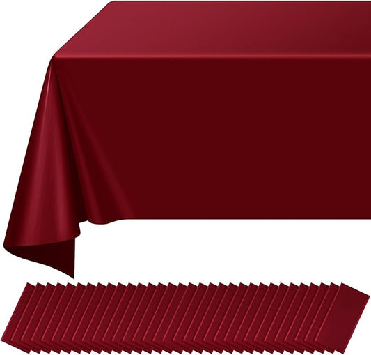 32 Pack Maroon Plastic Tablecloth for Rectangle Tables, Premium Decorative Burgundy Disposable Table Cloths for Parties, Rectangle Party Table Cover for Birthday Anniversary Graduation, 54x108 Inch