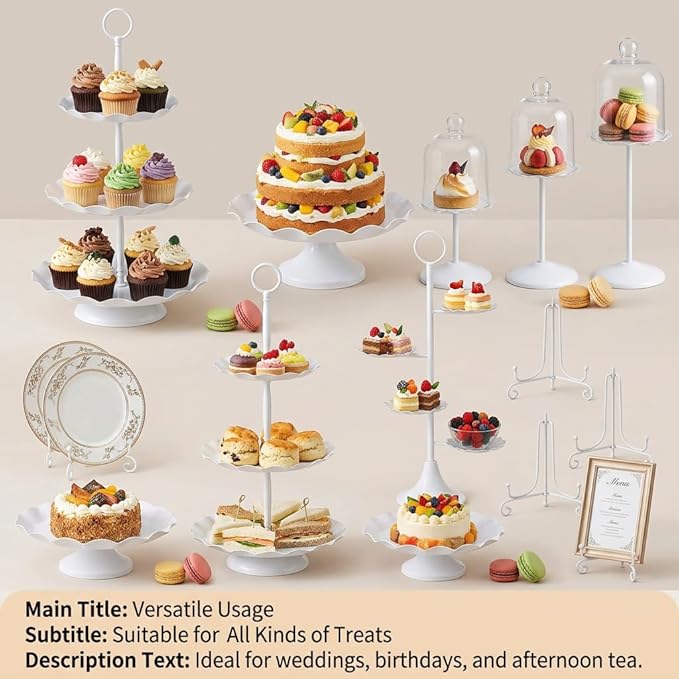 16 Pieces Cake Stands Metal Cupcake Holders Set for Graduation Party Dessert Table Wedding Baby Shower Birthday Tea Party Anniversary Christmas Antique European Decoration Fruits Snack Plate Tray