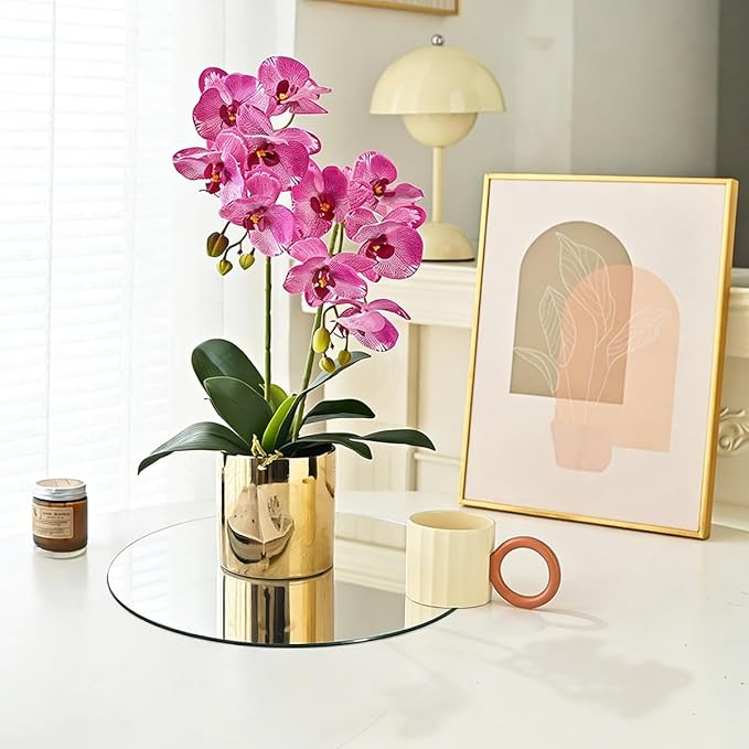 8PCS Round Mirror Centerpieces for Tables Decorations, 2MM 10inch Acrylic Circle Mirror Centerpieces Mirror Trays Candle Plate for Wedding Birthday Baby Shower Party Table Decorations