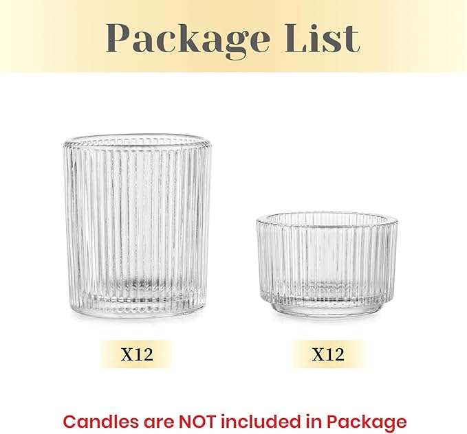 Hewory Glass Tealight Candle Holder: 24 Pcs Clear Tea Lights Votive Candle Holders for Table Centerpiece, Small Glass Tea Light Candleholders Bulk for Christmas Wedding Party Living Room Home Decor