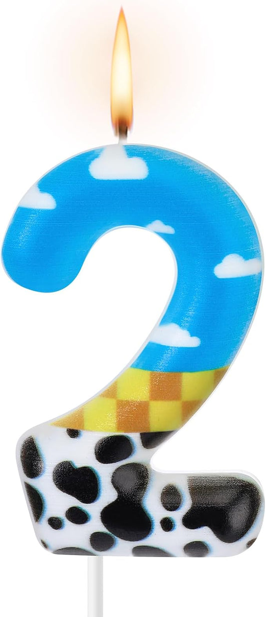 Threlaco Toy Inspire Game Birthday Number Candles Cartoon Cake Topper Cartoon Cake Decorations Birthday Decoration Supplies for Boy Girl Party Decor Supplies(Number 2)