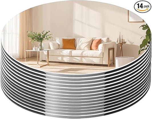 14PCS 10inch Round Mirrors for Centerpieces for Tables, Acrylic Circle Mirror Tiles 12" Candle Mirror Tray for Table Centerpieces Wedding Valentines Christmas Party Decorations