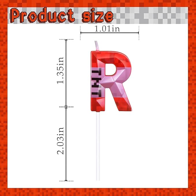 13PCS TNT Themed Letter Candles Happy Birthday Candles for Boys Girls, Craft Pixels Cake Topper, TNT Birthday Cake Decorations,Pixel Birthday Cake Candle,Kids Themed Party Supplies (a Set -13pcs)