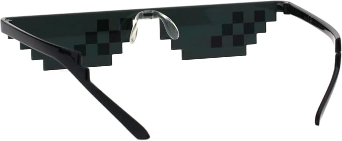 Flat Top Narrow Cat Eye Pixel Funky Party Shade Rimless Shield Sunglasses Black