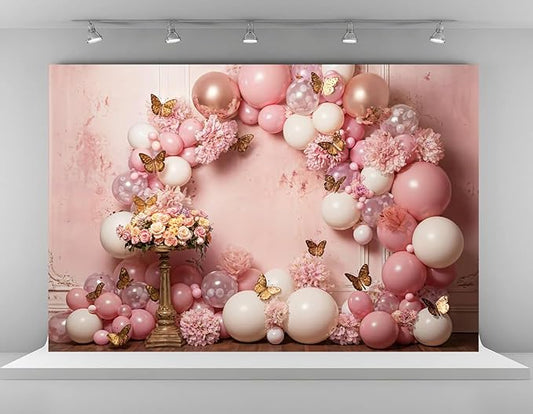 Kate 10x6.5ft Sweet 1st Birthday Backdrops for Photography Colorful Balloons Background Butterflies with Flowers Backgrounds Sweet Baby Birthday Party Decoration Studio Backdrop