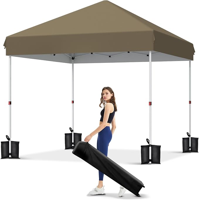 Garvee 10x10 Pop Up Canopy Tent, Heavy Duty Commercial Instant Shelter with One-Person Setup, UPF 50+ Waterproof, 100 Sq Ft Shade for Outdoor Events, Camping, Farmers Market