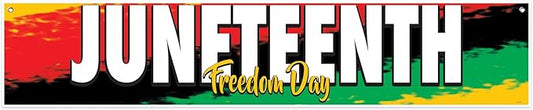Beistle Vinyl Outdoor Happy Juneteenth Banner for June 19th Independence Freedom Day Black History Party Decorations