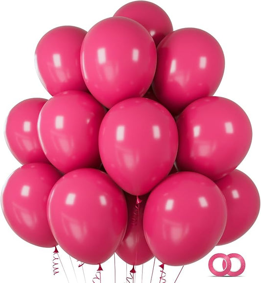 Hot Pink Balloons 100 pcs 12 inch Thicken Latex Hot Pink Balloon Pink Round Helium Ballons for Birthday Wedding Valentines Anniversary Baby Shower Kids Party Decoration Supplies