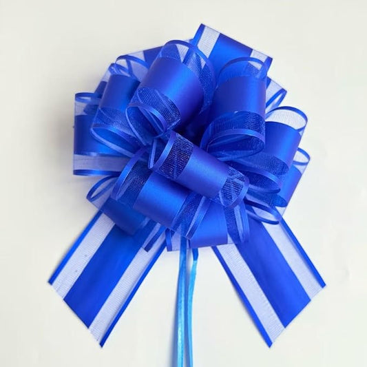 6 Pieces Large Pull Bows, Party Birthday Gift Wedding Ribbon Bows for Wrapping Boxes or Baskets Decorations Ribbon Bow, Valentine's Day Gift Decorations Bow (Royal Blue)